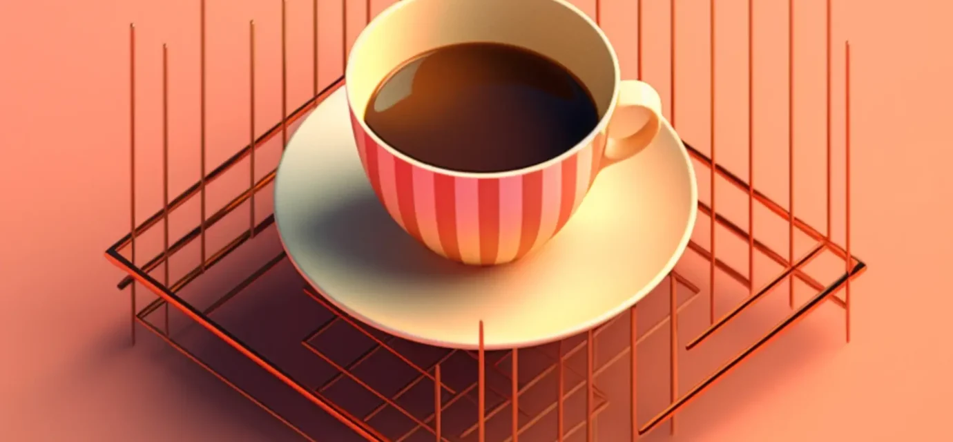 there is cup coffee plate shelf generative ai