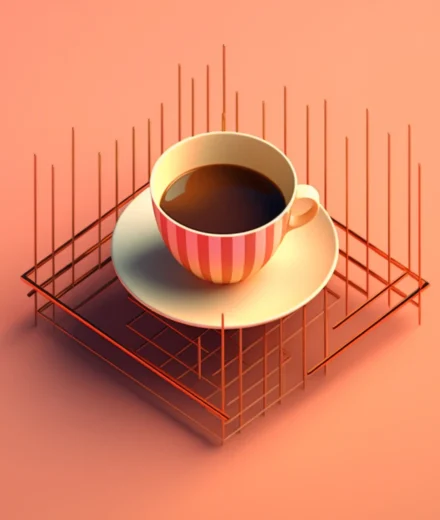 there is cup coffee plate shelf generative ai