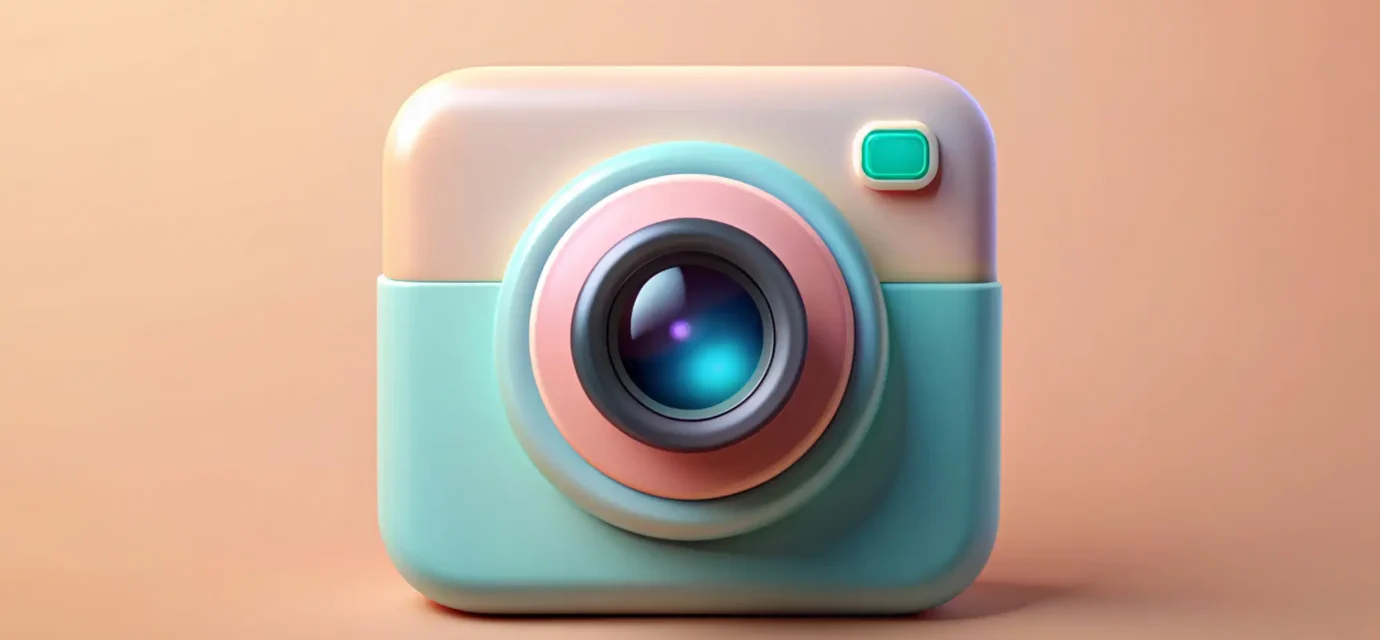 3d video camera icon isolated with lens